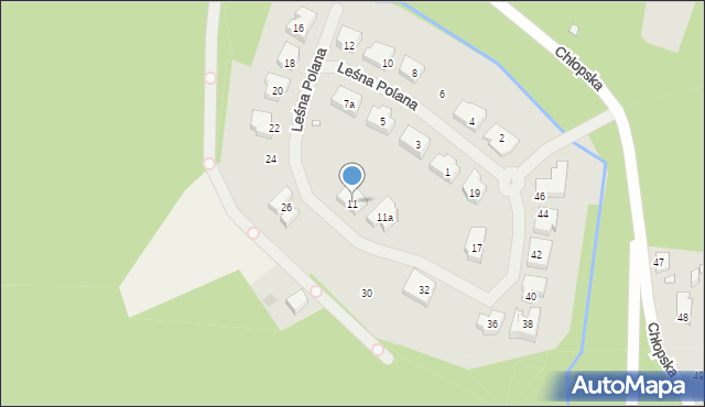 Szczecin, Leśna Polana, 11, mapa Szczecina