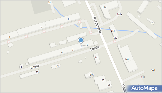 Szczecin, Letnia, 2, mapa Szczecina