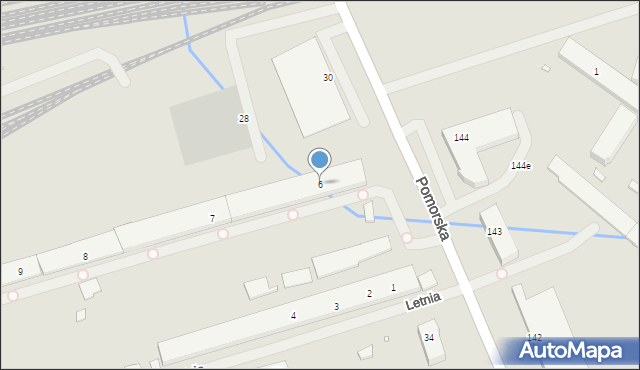 Szczecin, Letnia, 6, mapa Szczecina