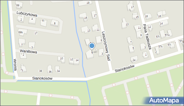 Szczecin, Leszczynowy Sad, 5, mapa Szczecina