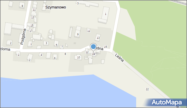 Szymanowo, Leśna, 14, mapa Szymanowo