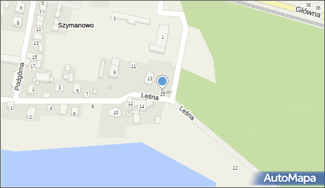 Szymanowo, Leśna, 15, mapa Szymanowo