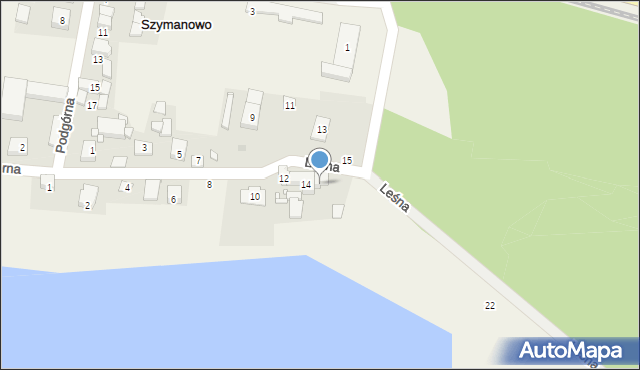 Szymanowo, Leśna, 16, mapa Szymanowo