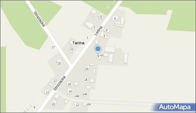 Tanina, Leśna, 2, mapa Tanina