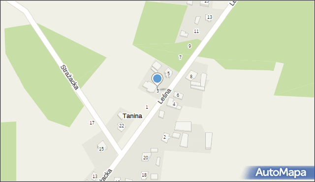 Tanina, Leśna, 3, mapa Tanina