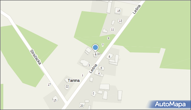 Tanina, Leśna, 5, mapa Tanina