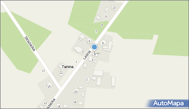 Tanina, Leśna, 6, mapa Tanina