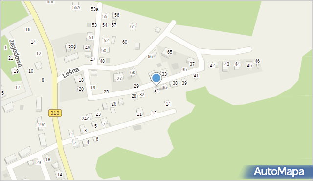 Tarnów Jezierny, Leśna, 34, mapa Tarnów Jezierny