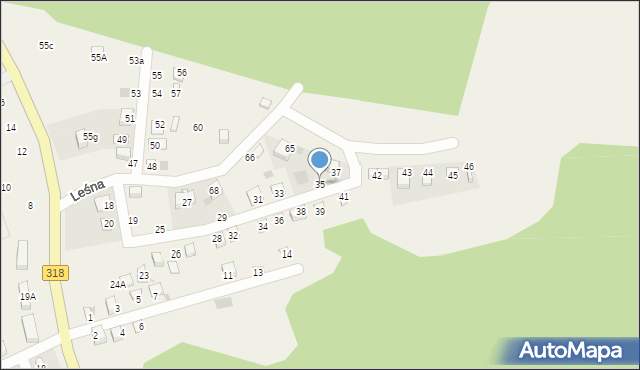 Tarnów Jezierny, Leśna, 35, mapa Tarnów Jezierny