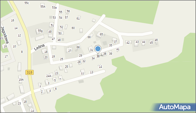 Tarnów Jezierny, Leśna, 36, mapa Tarnów Jezierny