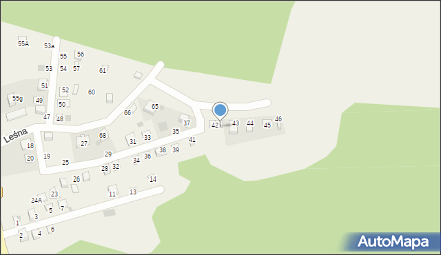 Tarnów Jezierny, Leśna, 42a, mapa Tarnów Jezierny