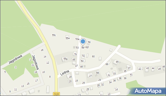 Tarnów Jezierny, Leśna, 54, mapa Tarnów Jezierny