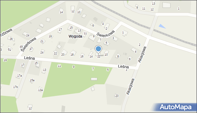 Tleń, Leśna, 12, mapa Tleń