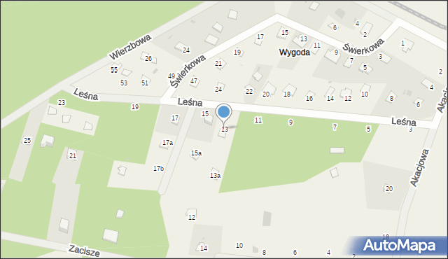 Tleń, Leśna, 13, mapa Tleń