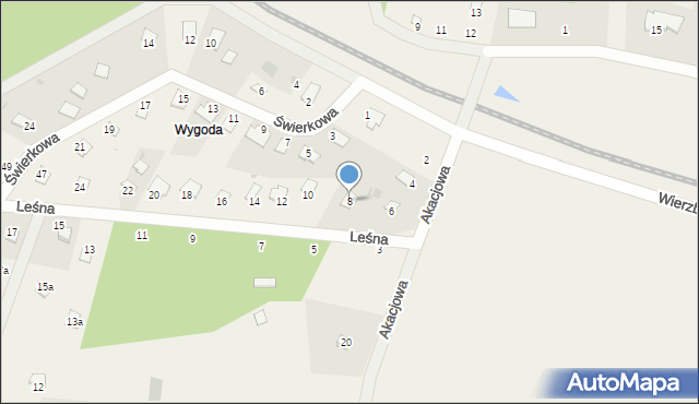 Tleń, Leśna, 8, mapa Tleń