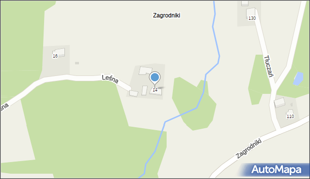 Tłuczań, Leśna, 14, mapa Tłuczań