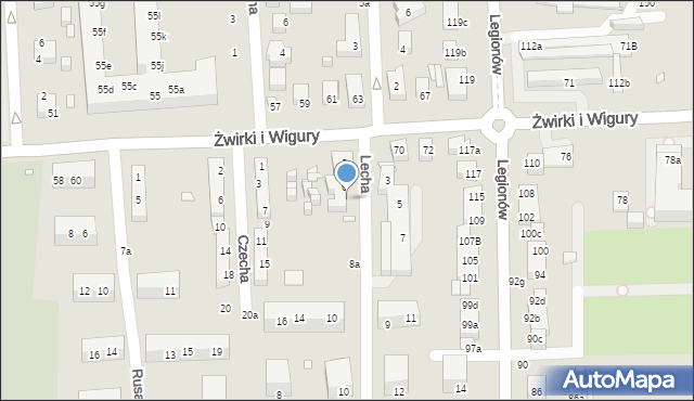 Toruń, Lecha, 8, mapa Torunia