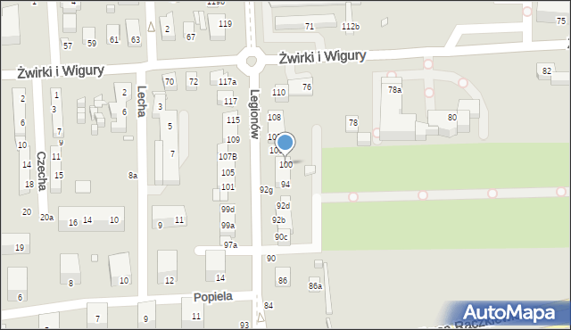 Toruń, Legionów, 100, mapa Torunia