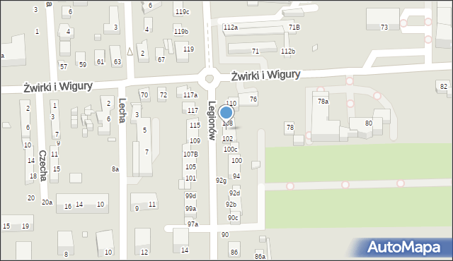 Toruń, Legionów, 106, mapa Torunia