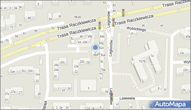 Toruń, Legionów, 81b, mapa Torunia