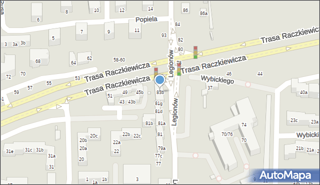 Toruń, Legionów, 83b, mapa Torunia