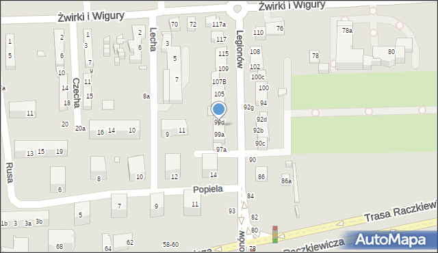Toruń, Legionów, 99c, mapa Torunia