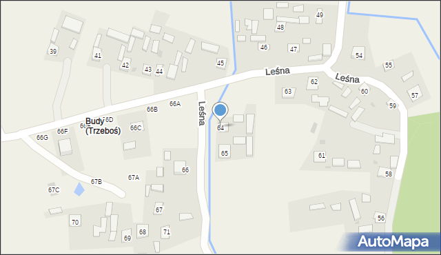 Trzeboś, Leśna, 64, mapa Trzeboś