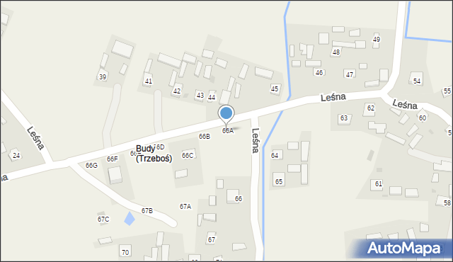 Trzeboś, Leśna, 66A, mapa Trzeboś