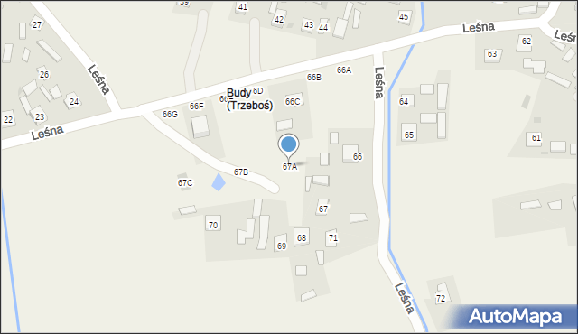 Trzeboś, Leśna, 67A, mapa Trzeboś