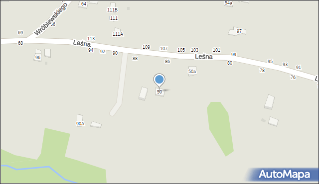 Tuchów, Leśna, 50, mapa Tuchów