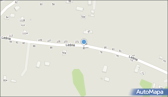 Tuchów, Leśna, 80, mapa Tuchów