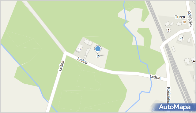 Turza, Leśna, 15, mapa Turza