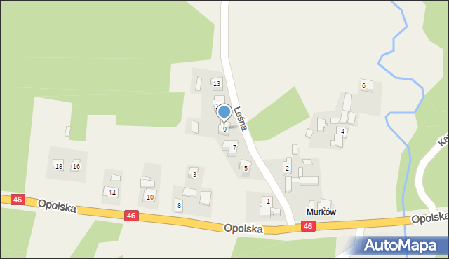 Turza, Leśna, 9, mapa Turza