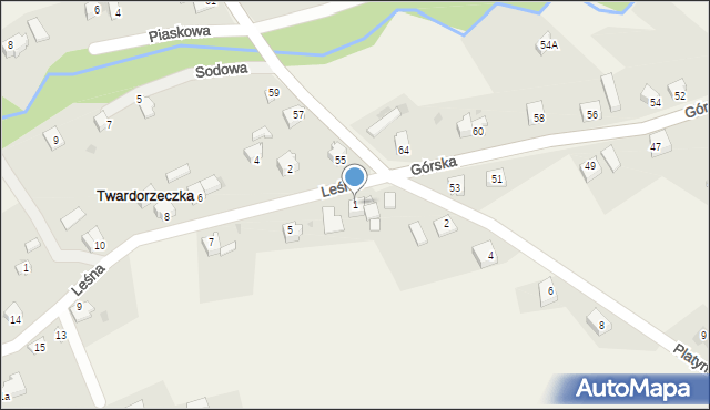 Twardorzeczka, Leśna, 1, mapa Twardorzeczka