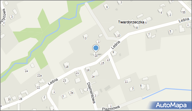 Twardorzeczka, Leśna, 14, mapa Twardorzeczka