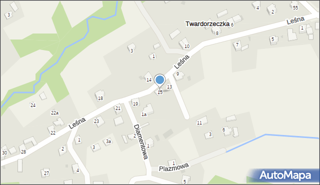 Twardorzeczka, Leśna, 15, mapa Twardorzeczka