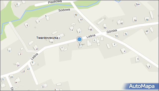 Twardorzeczka, Leśna, 5, mapa Twardorzeczka