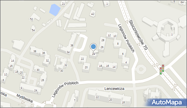 Tychy, Legionów Polskich, 24, mapa Tychów