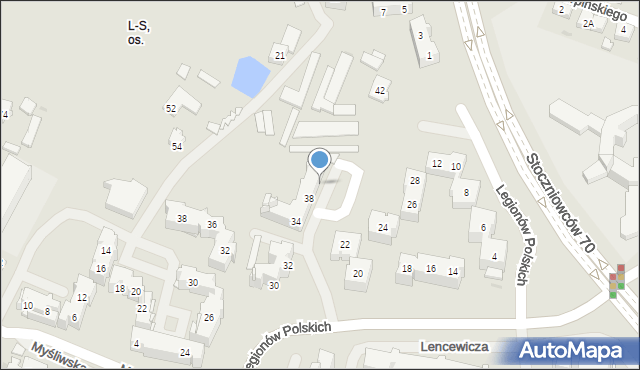 Tychy, Legionów Polskich, 40, mapa Tychów