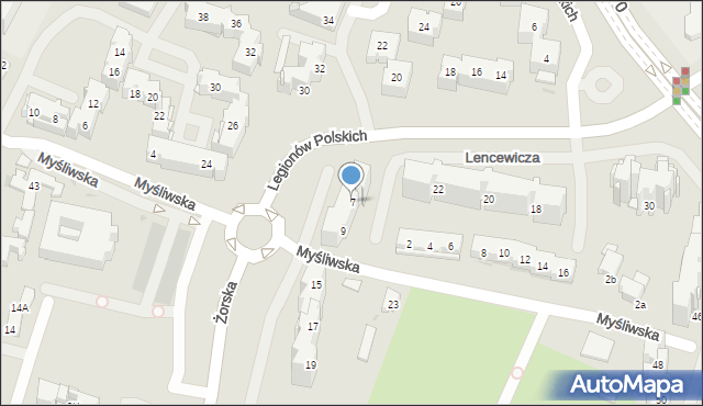 Tychy, Legionów Polskich, 7, mapa Tychów