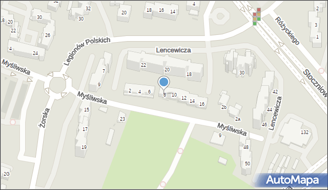 Tychy, Lencewicza Stanisława, 8, mapa Tychów