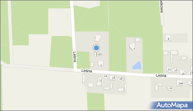 Ugniewo, Leśna, 1, mapa Ugniewo