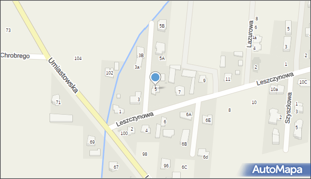 Umiastów, Leszczynowa, 5, mapa Umiastów