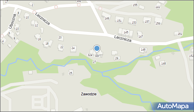 Ustroń, Lecznicza, 32c, mapa Ustroń