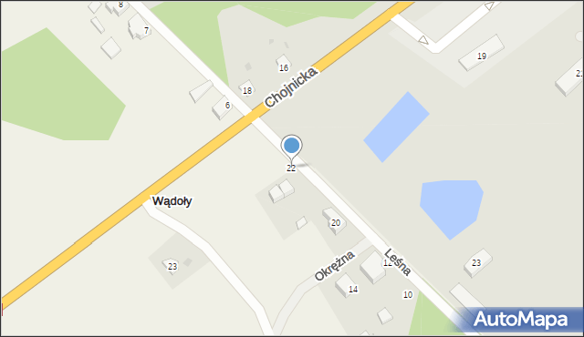 Wądoły, Leśna, 22, mapa Wądoły