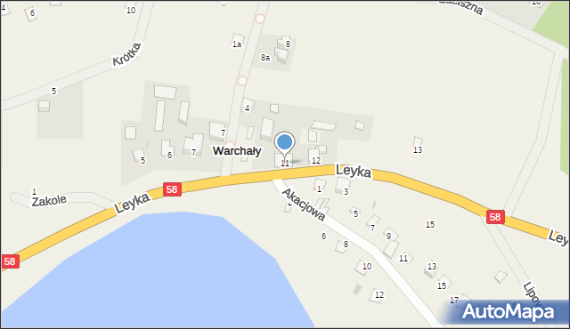 Warchały, Leyka Fryderyka, 11, mapa Warchały