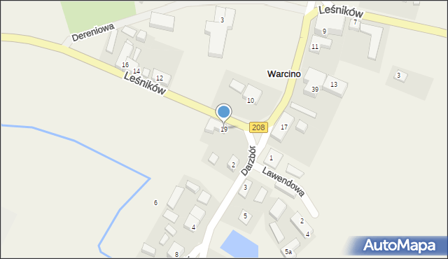 Warcino, Leśników, 19, mapa Warcino