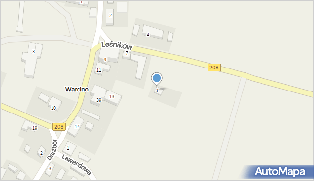 Warcino, Leśników, 3, mapa Warcino