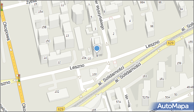 Warszawa, Leszno, 8, mapa Warszawy