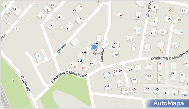 Warszawa, Lemiesz, 23, mapa Warszawy